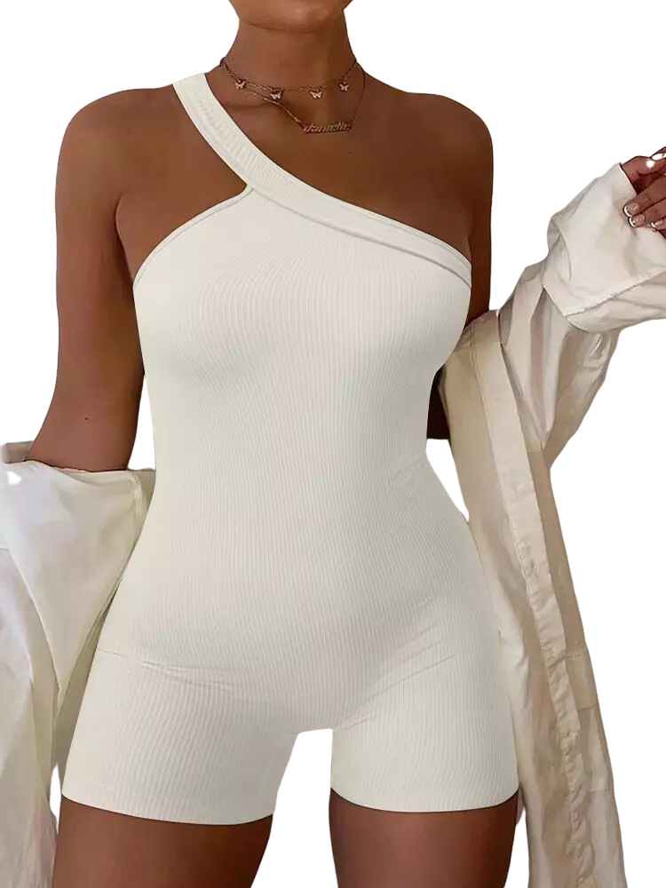 Barboteuse de Yoga Femme - Combinaison Une Pièce Bretelles Spaghetti blanc