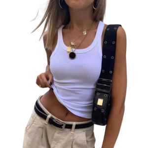 Débardeur Tricoté Sans Manches – Couleur Unie, Basique et Côtelé – Style Vintage Années 90 1