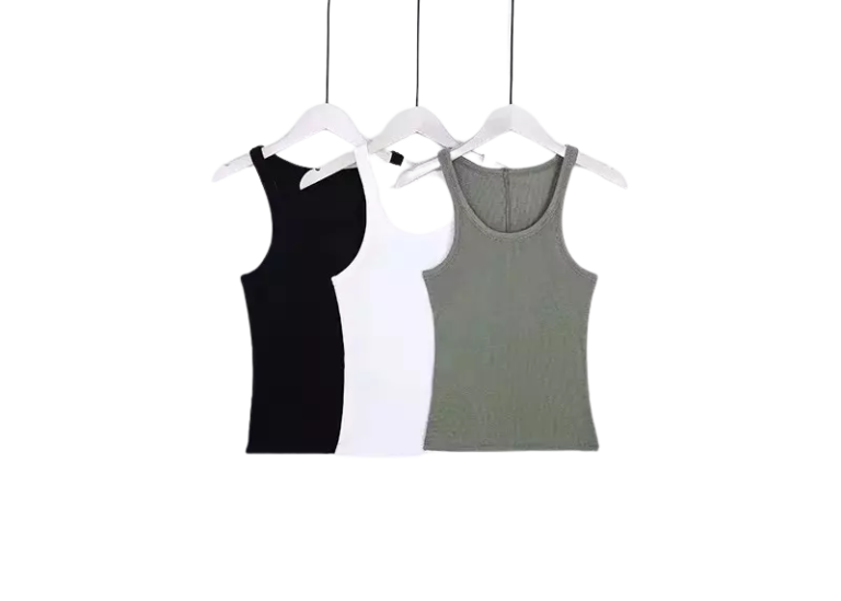 Débardeur Tricoté Sans Manches – Couleur Unie, Basique et Côtelé – Style Vintage Années 90