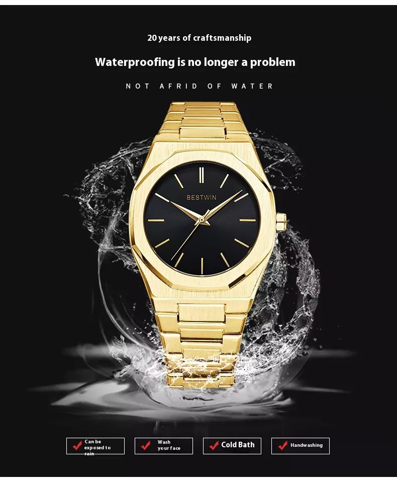 Montre Homme Haut de Gamme – Cadran 41 mm et Verre Trempé – Résistance à l’Eau 30 ATM